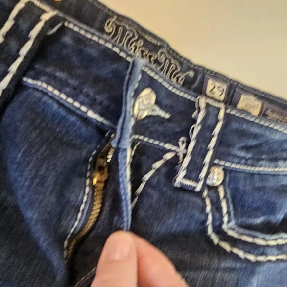 Miss Me Dark Blue Jeans Denim Cut Off's - Picture 3 of 11